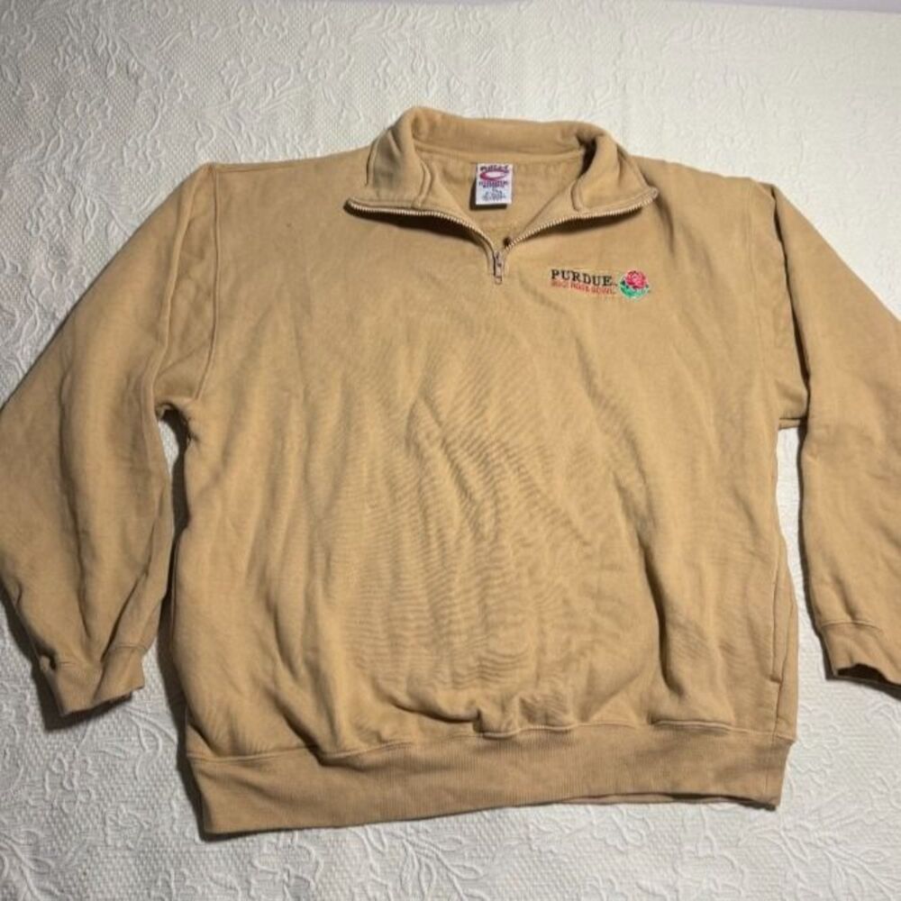 Vintage Cadre Purdue 2001 Rose Bowl Embroidered 1/4 Zip Sweatshirt Size XL